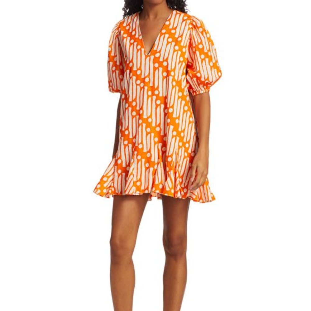 NWT Rhode Saira Dress in Orange Batik Print XS